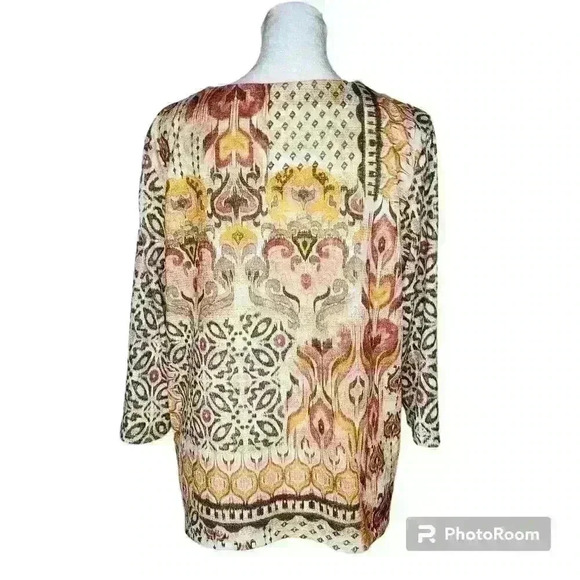 Alfred Dunner petite women's geometric blouse 3/4 sleeve size petite medium - Picture 2 of 6